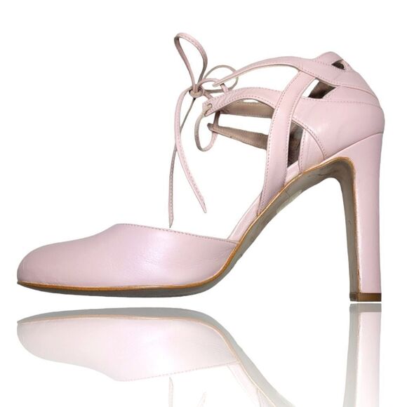 Dune London Cannes RARE Blush Pink Cut-out Lace-Up Heels - Picture 1 of 7